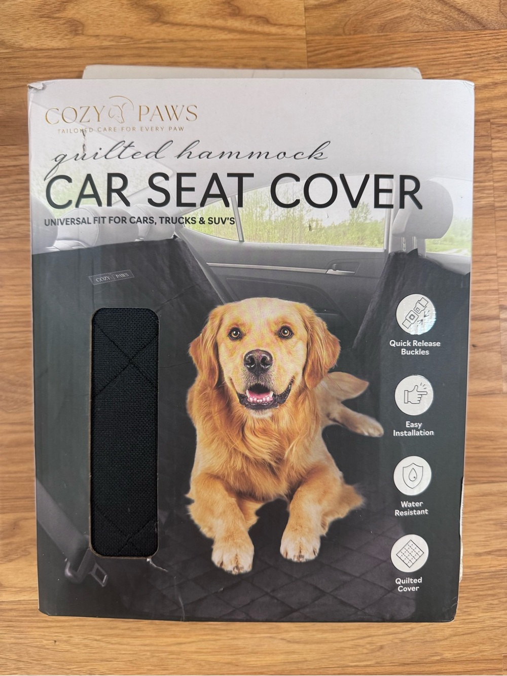 Quilted Hammock Car Seat Cover - Black